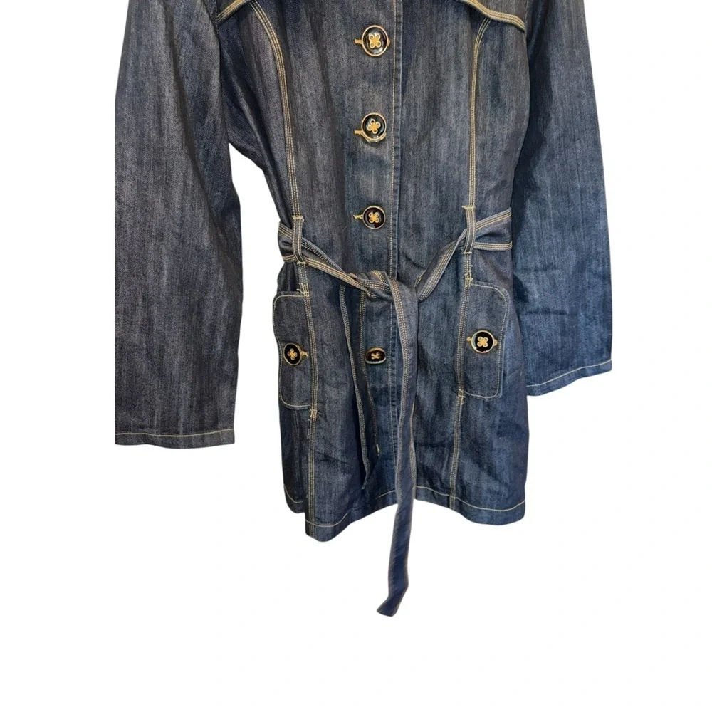 Baccini Denim Tie Waist Trench Coat XL - Picture 11 of 15